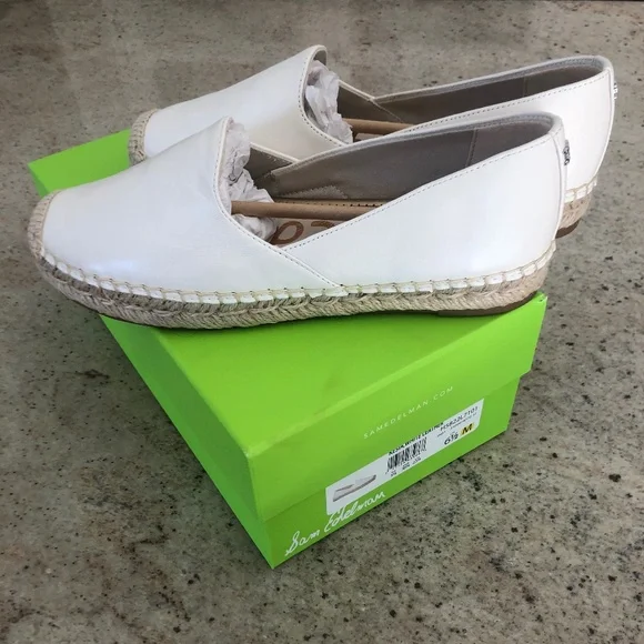 NWT Sam Edelman Keshia White Leather Espadrille Loafers Sz 6.5 M - Picture 7 of 9